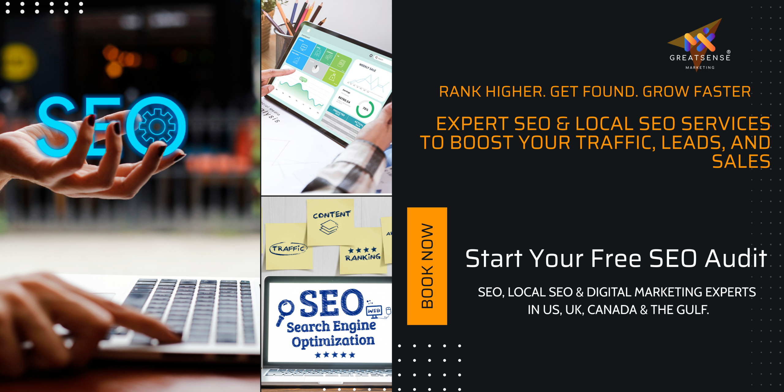 "SEO services cover image showing ranking growth and website optimization